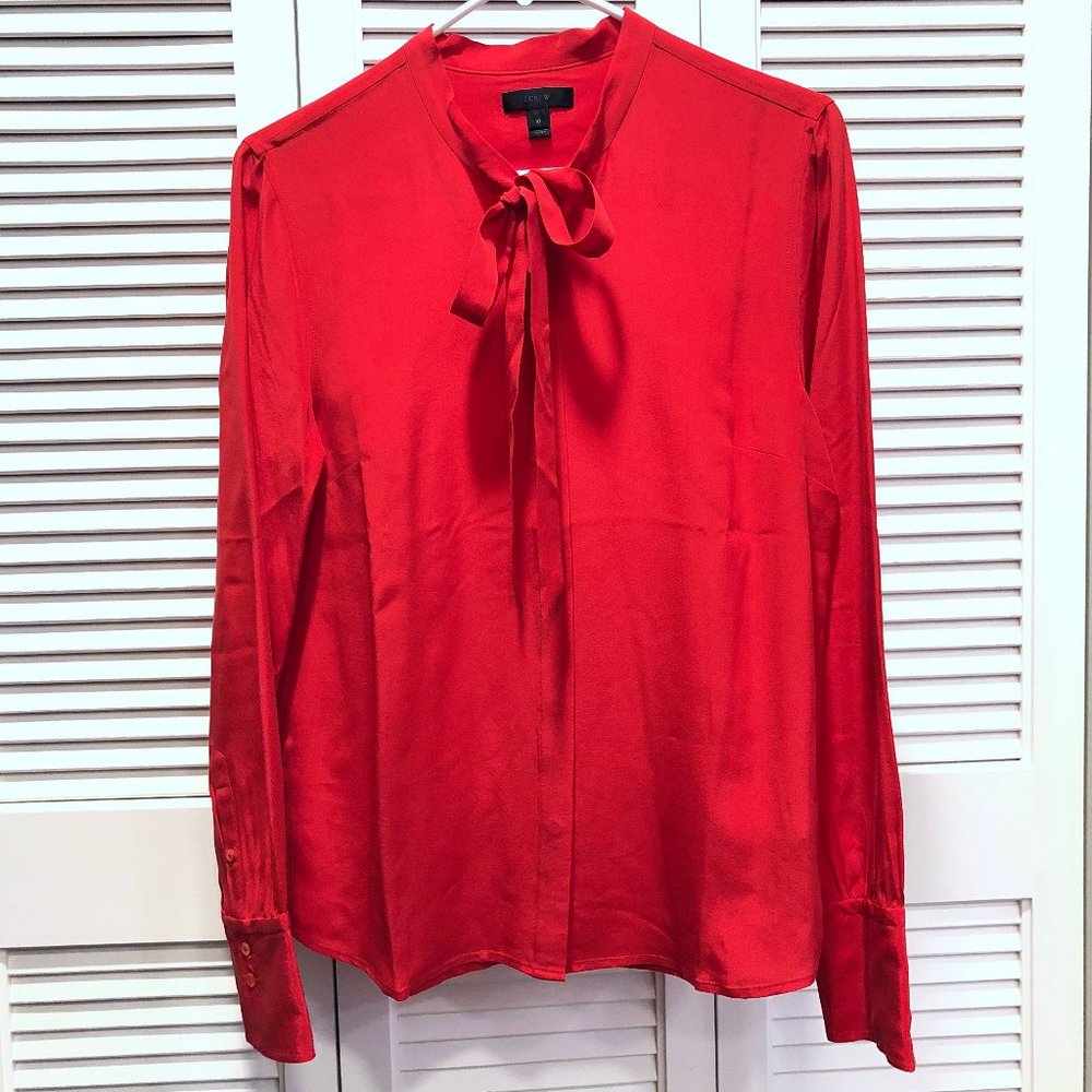 NEW J.Crew Tie-Front Silk Top